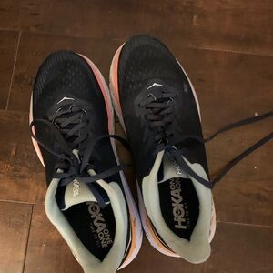 Hoka One One Black and Coral Sneakers